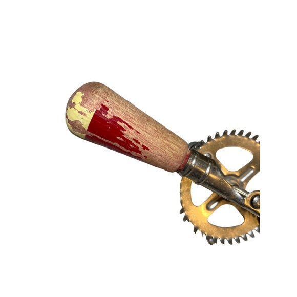 Vintage Egg Beater Hand Mixer Red Wood Handle Made in USA - Picture 8 of 11